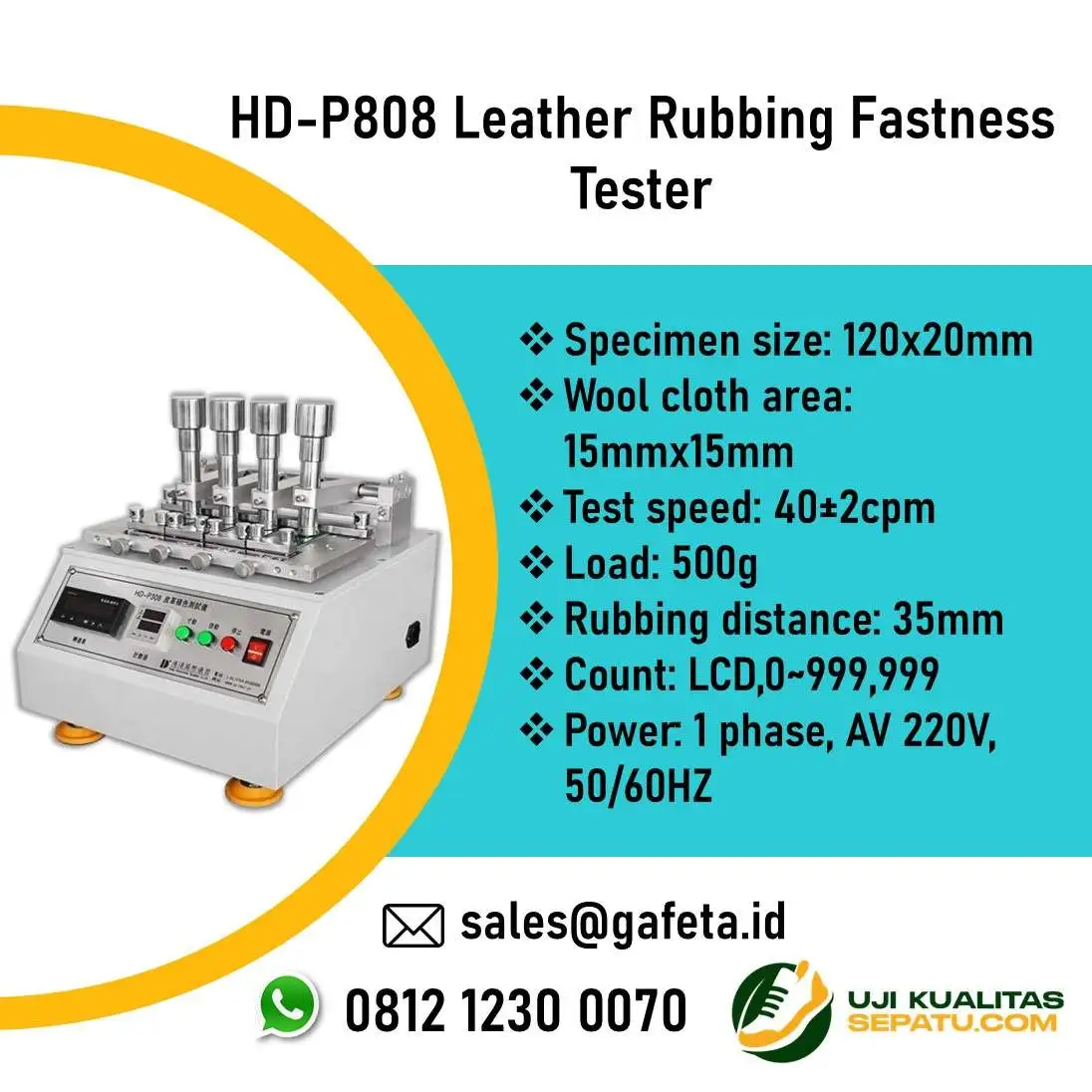 Jual HD-P808 Leather Rubbing Fastness Tester | Uji Ketahanan Warna Kulit