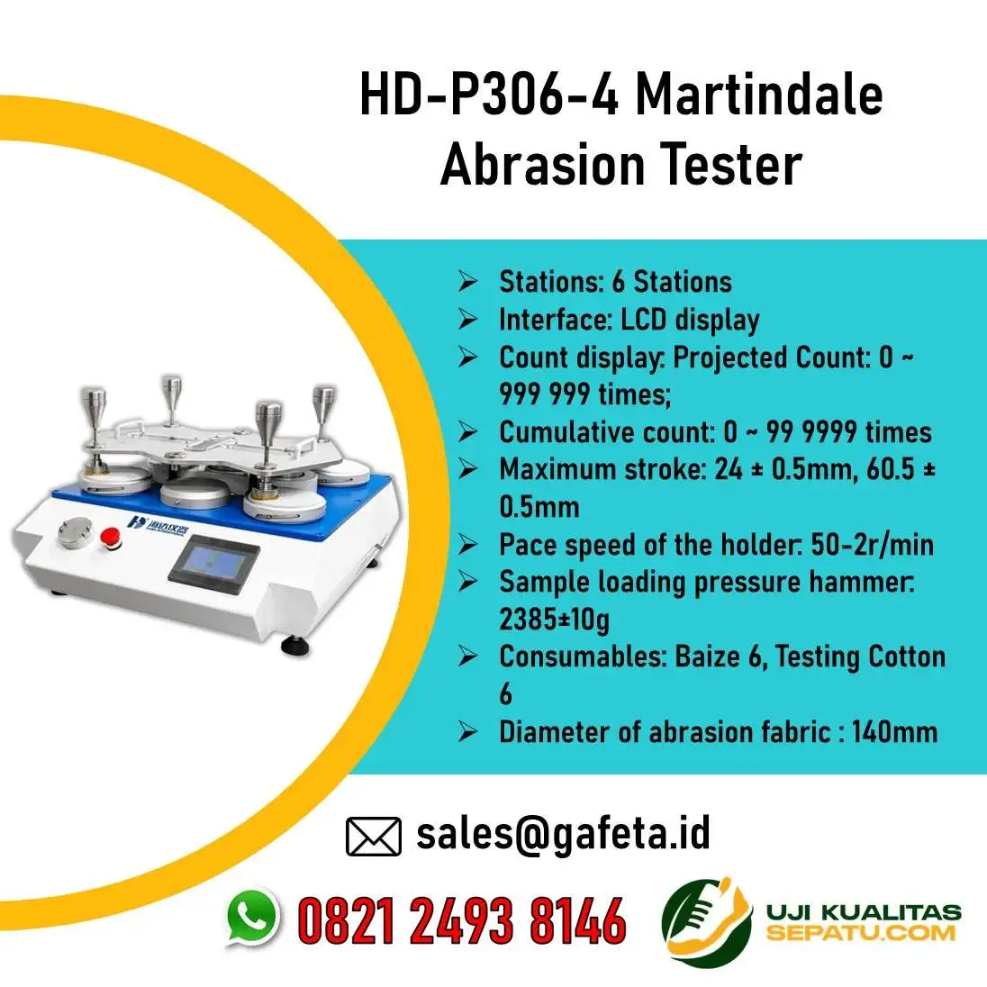 HD-P306-4 Martindale Abrasion Tester – Uji Abrasi & Pilling Bahan Sepatu
