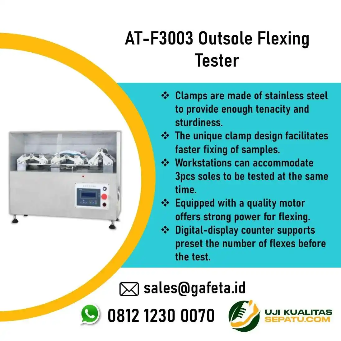Jual AT-F3003 Outsole Flexing Testing Equipment: Uji Sol Luar Sepatu