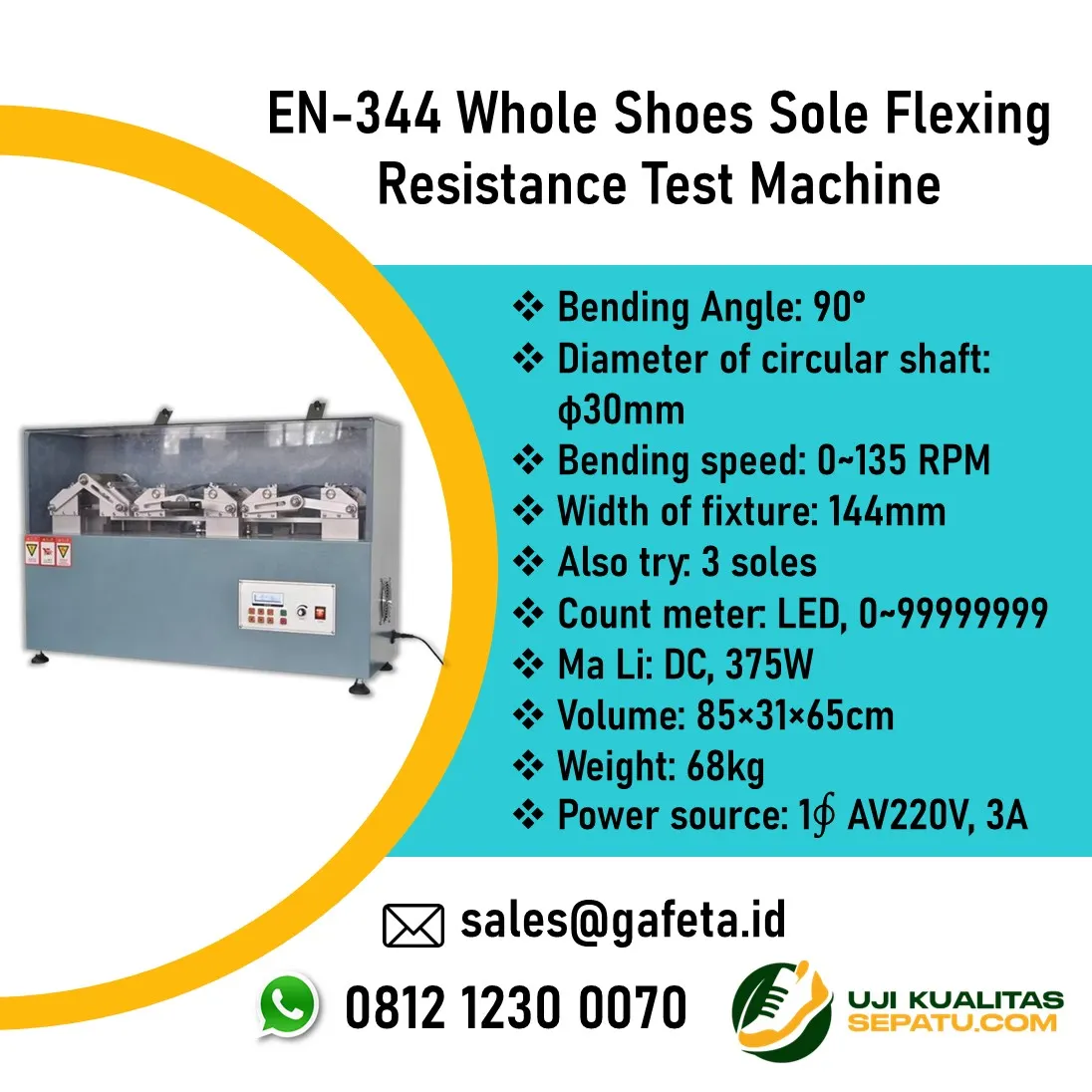 EN-344 Whole Shoes Sole Flexing Resistance Test Machine - Uji Sol Sepatu