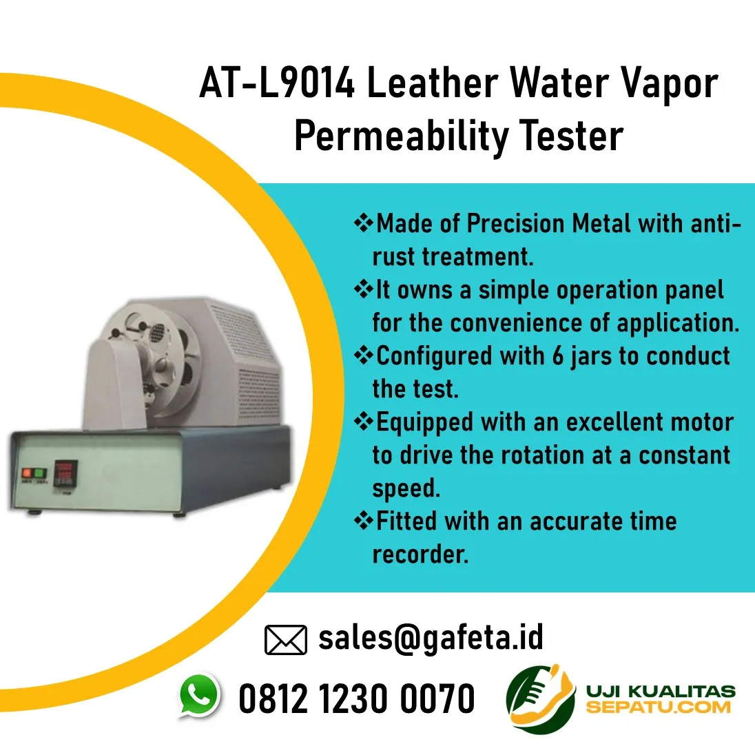 Jual Leather Water Vapor Permeability Tester AT-L9014 untuk Uji Leather